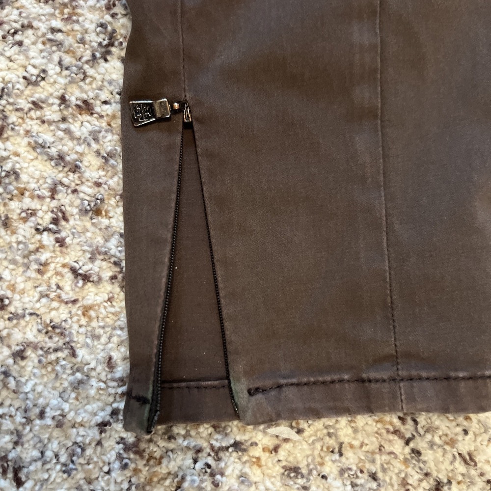 Tory Burch Brown Legging Pants front seam Slim Zip Down Leg  SZ 29 Great Condit - Picture 2 of 12